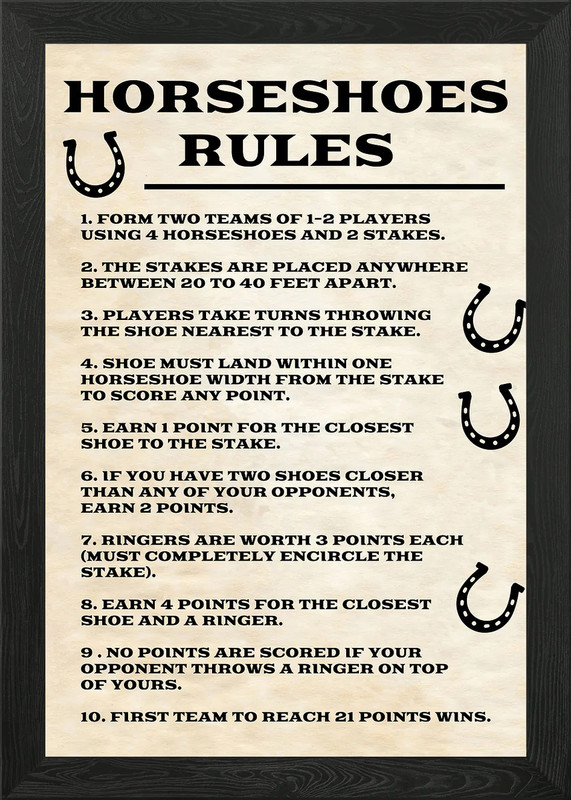 HORSESHOES RULES VINTAGE Framed Wall Art Poster Canvas Print Picture