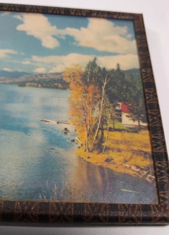 4x5 Framed Prints vintage 50s metal frame MOUNTAIN LAKE RURAL SCENCE 2 MCM READ gallery