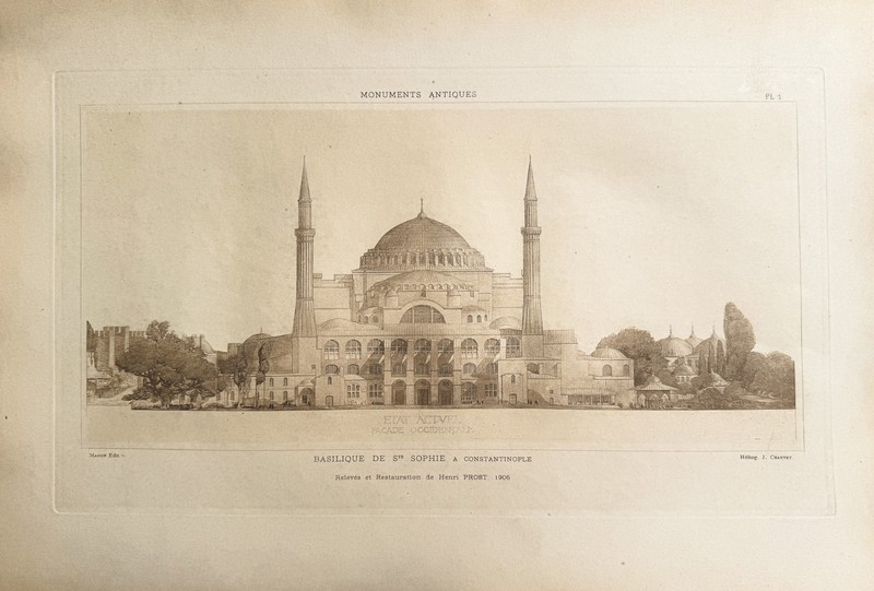 1 ~ HAGIA SOPHIA MOSQUE CHURCH ISTANBUL, Antique D’ESPOUY Architecture Art Print
