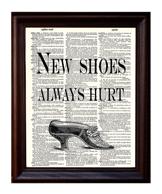 New Shoes Quote – Dictionary Art Print Printed On Authentic Vintage Dictionary