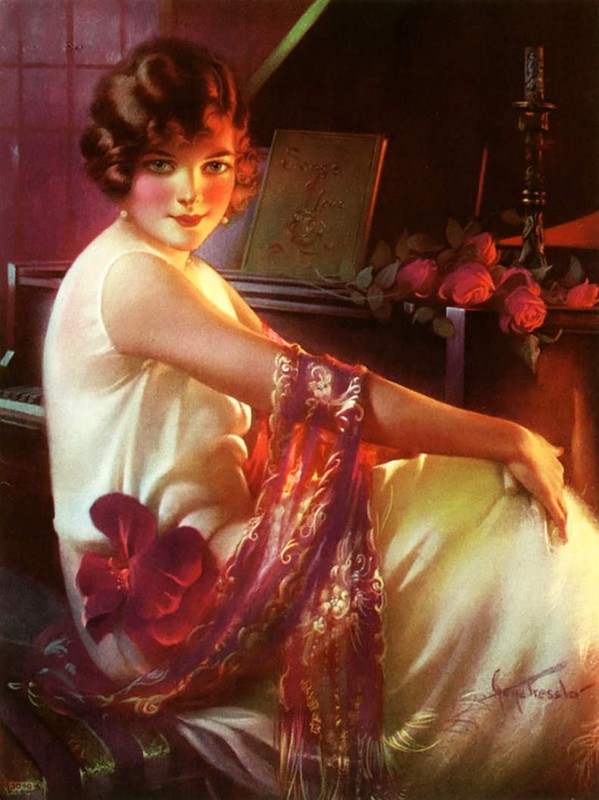 Flapper LadyBouguet of Roses by Gene Pressler