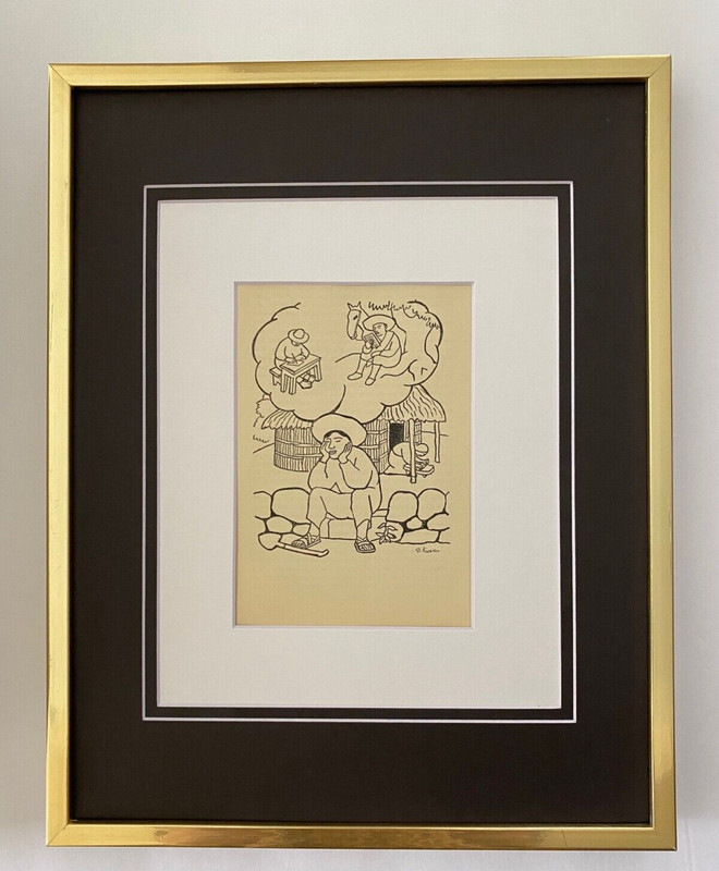 DIEGO RIVERA ORIGINAL 1931 + SIGNED VINTAGE PRINT + DOUBLE MATTED NEW GOLD FRAME