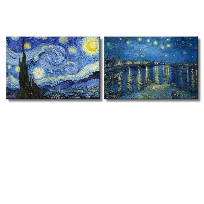 16"x24"-Van Gogh Starry Night Canvas Wall Art Prints Set of 2