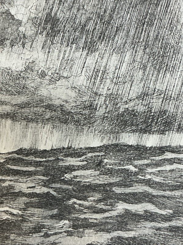 B2 Art Paper Etching Print BERDANIER SHIP SQUALL AHEAD RAIN OCEAN SAILING SEA gallery