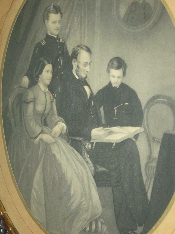 «The Lincoln Family» Steel Engraving by A.B. Walter Original Frame 186os