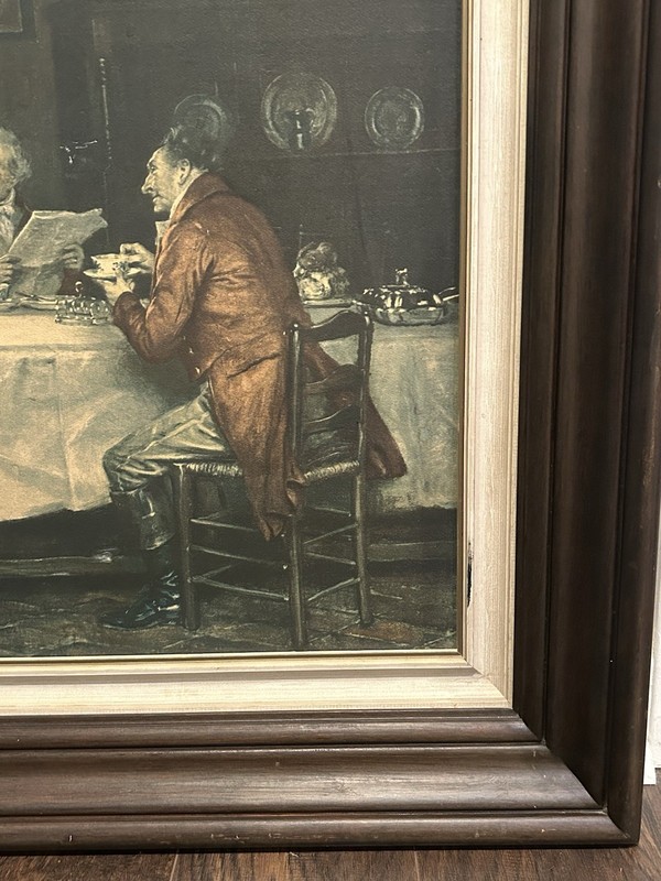 Vintage Frank Moss Bennett The Hunt Breakfast Art Print With Frame 39X29 gallery