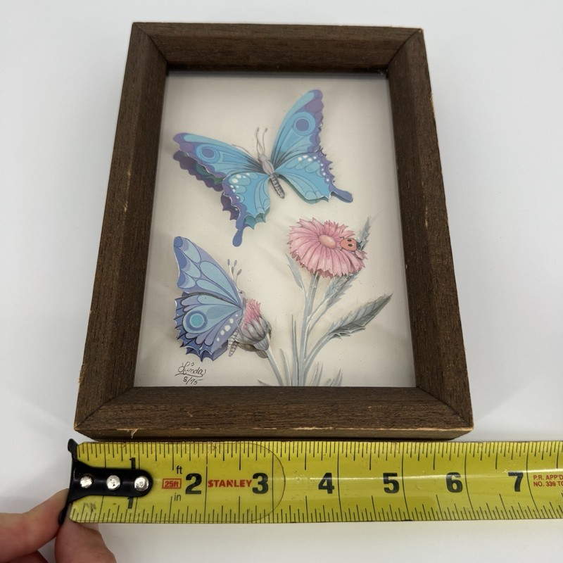 Vintage Butterfly Paper Tole Art Pink Flowers Shadow Box Framed Cottagecore gallery