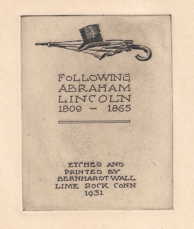 1931 Bernhardt T. Wall Following Abraham Lincoln Folio Title Page Etching