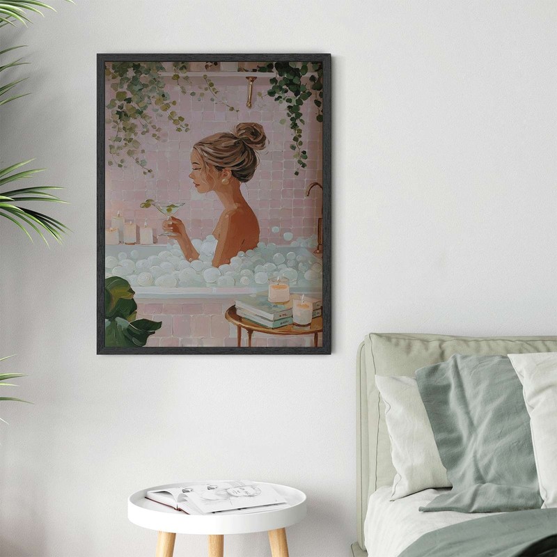 Woman Relaxing in Bubble Bath Wall Art Canvas Oil Paintings Reproduction gallery