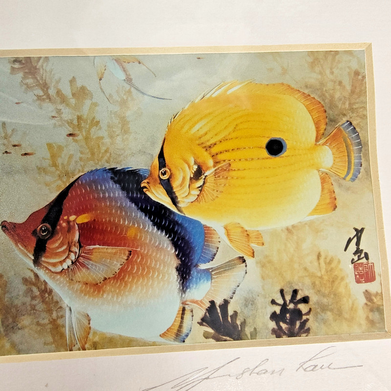 Vintage Yun Shan Lau Butterfly Fish Chinese Art Print Signed Numbered 28/200 gallery