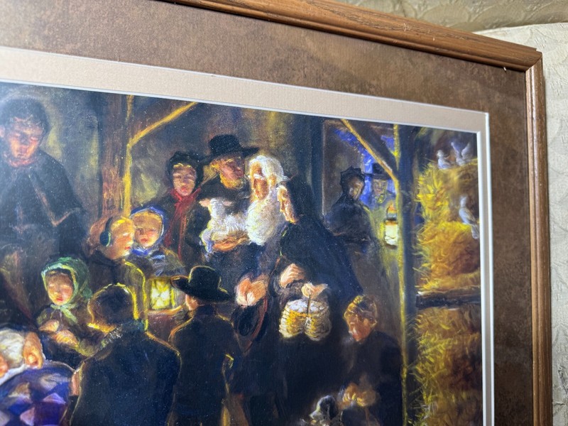 "An Amish Nativity Scene - Miracle In The Barn" Color Print - Matted And Framed gallery