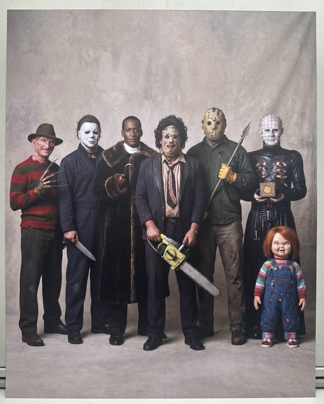 16″ x 20” Villians Group, Chucky, Learherface, Jason, Hellraiser, Printed Sign