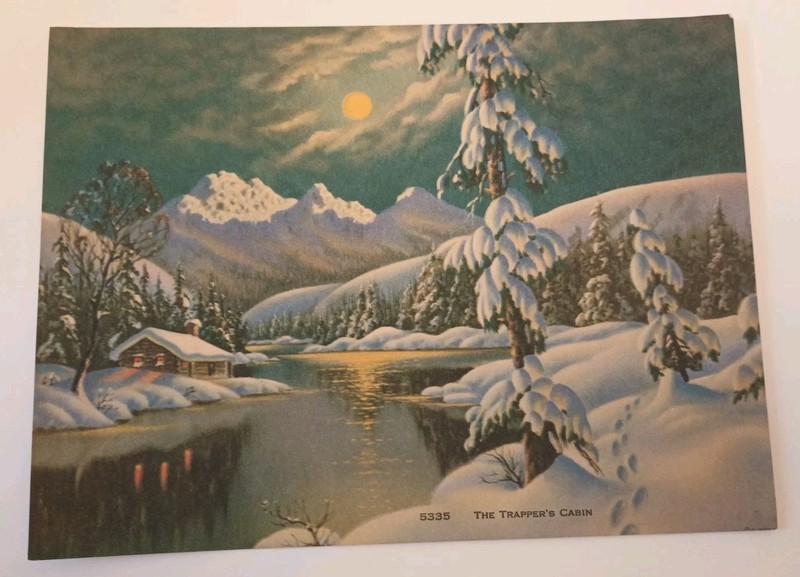 Vintage 1938 Lithograph Art Print Mountain Trapper’s Cabin- Fredrick Ogden