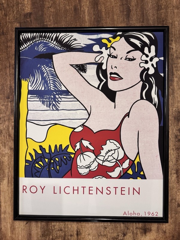 ROY LICHTENSTEIN Aloha 1962, Vintage Wall Poster. 28”x 22” With Frame No Glass.
