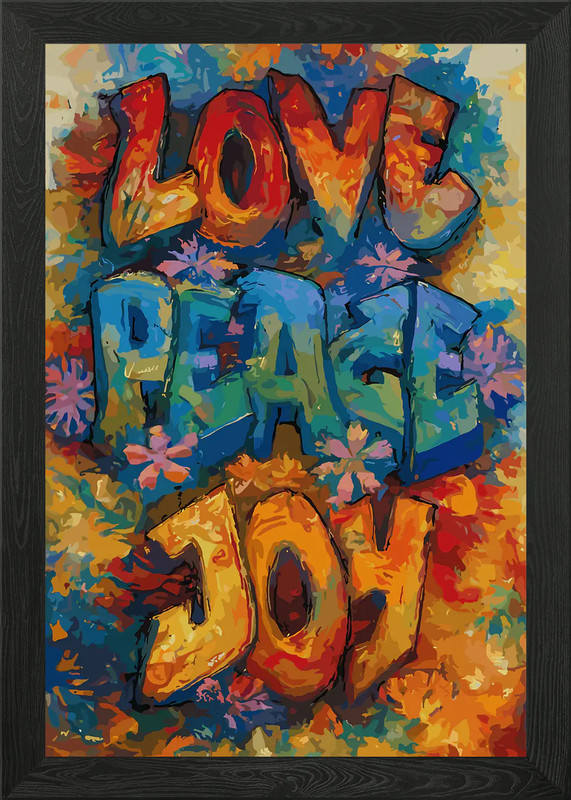 Love Peace Joy Colorful Art Framed Wall Art Poster Canvas Print Picture
