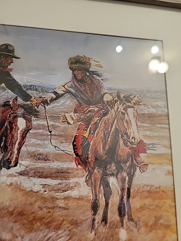 Doubtful Handshake by Charles Marion Russell Print Cowboy and Indian Horseback gallery