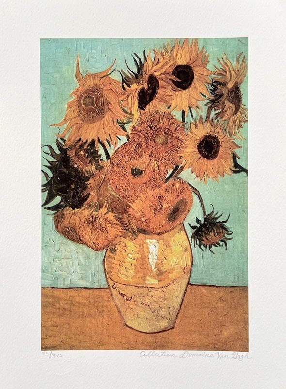 Vincent Van Gogh SUNFLOWERS VASE Estate Signed Limited Edition Giclee 12" x 16" gallery