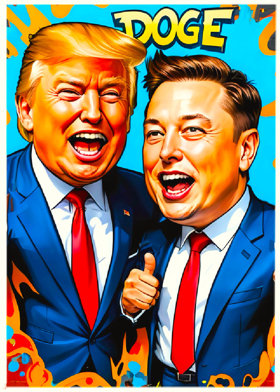 DONALD J TRUMP & ELON MUSK – Doge * Fun Novelty * POLITICS * Art Card * ATC ACEO