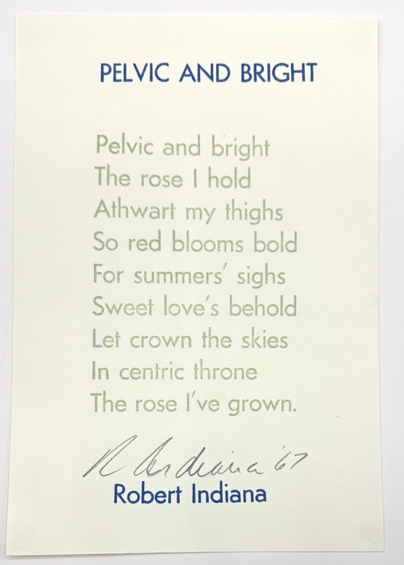 ROBERT INDIANA SIGNED Original 1967 Stamped Indelibly Limited Edition