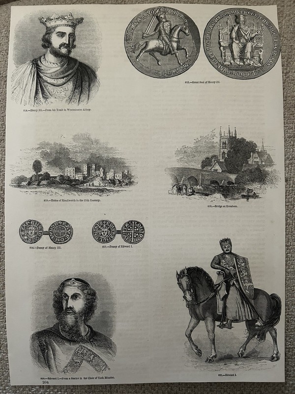 Antique Print Henry III & Edward I c1860s Castles & Coins History Engraving