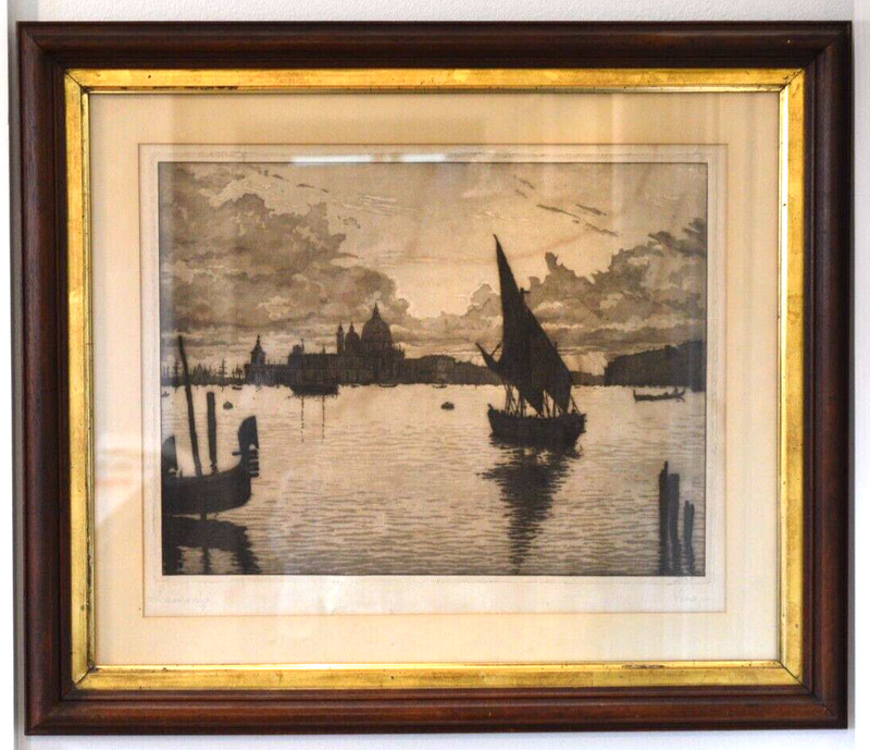 Vtg Architectural Etching Lithograph by Laurenzi ITALIAN IMPRESSIONIST Listed