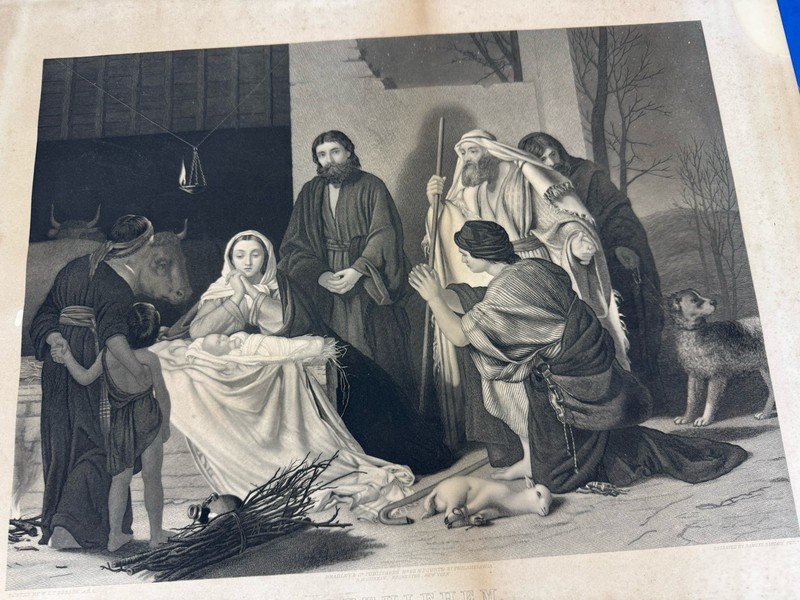 1866 Engraving ~ Nativity Scene «BETHLEHEM» by Samuel Surtain ~ Exquisite Detail