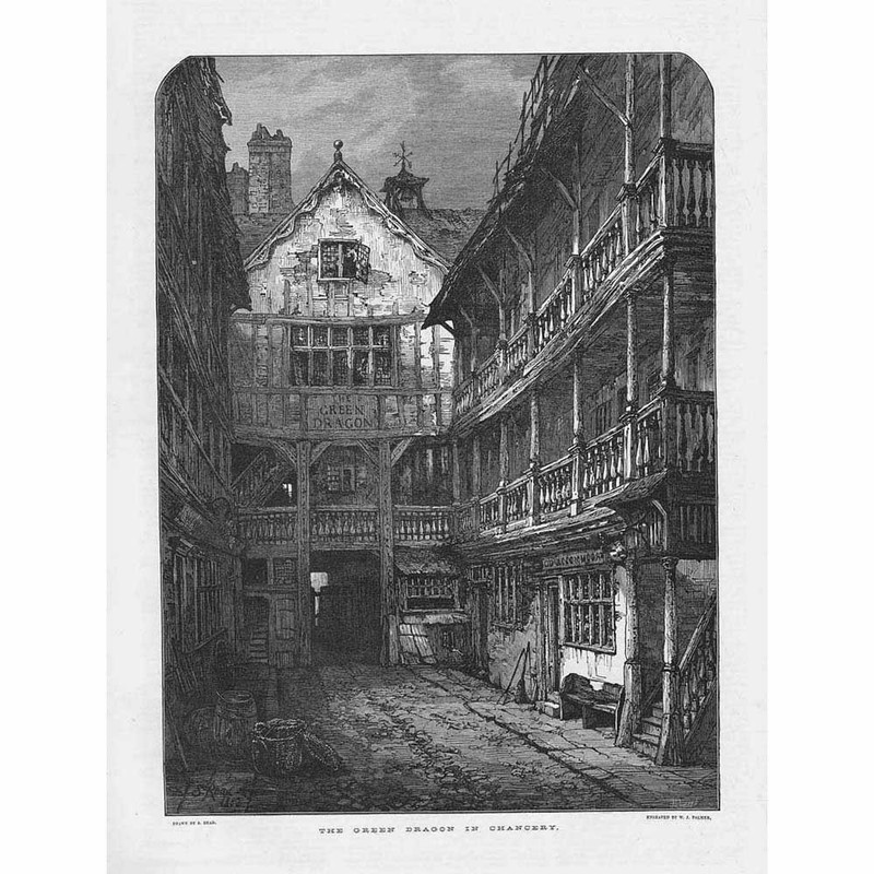 SAMUEL READ The Green Dragon in Chancery – Antique Print 1882