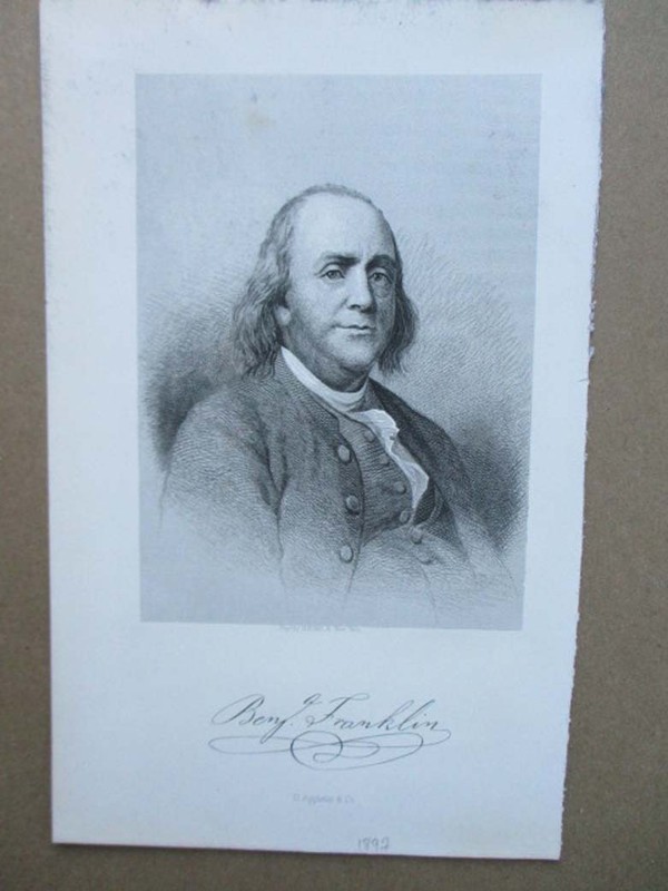 Vintage Print,BENJAMIN FRANKLIN,D.Appleton,1897