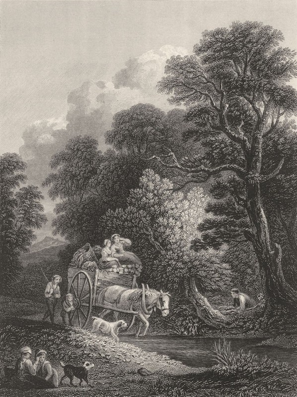 THE MARKET CART. Gainsborough 1835 old antique vintage print picture
