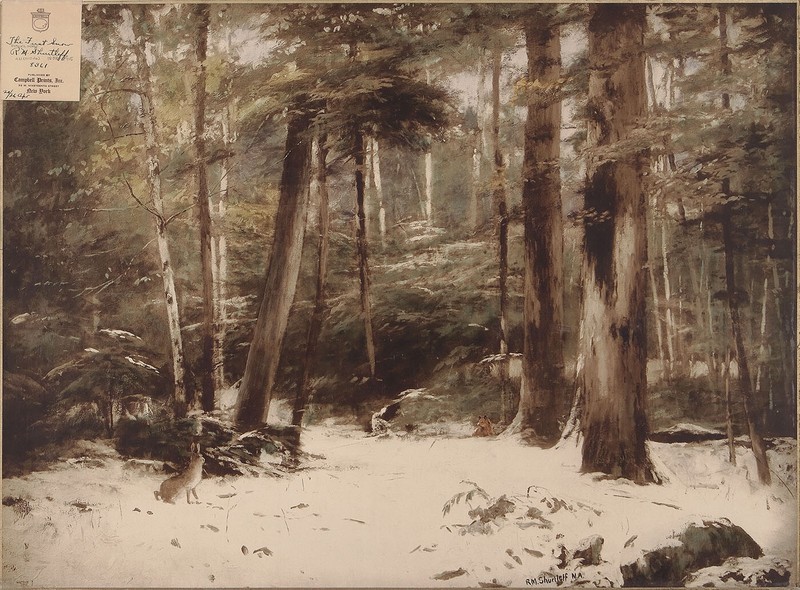 RM SHURTLEFF Antique c1900-1905 XRare Hand-Colored Print THE FIRST SNOW