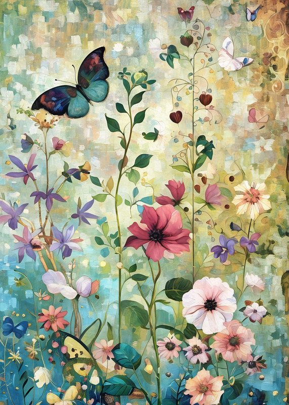 My Garden Butterflies ACEO Artist Trading Card PRINT wildflowers (2.5″ x 3.5″)