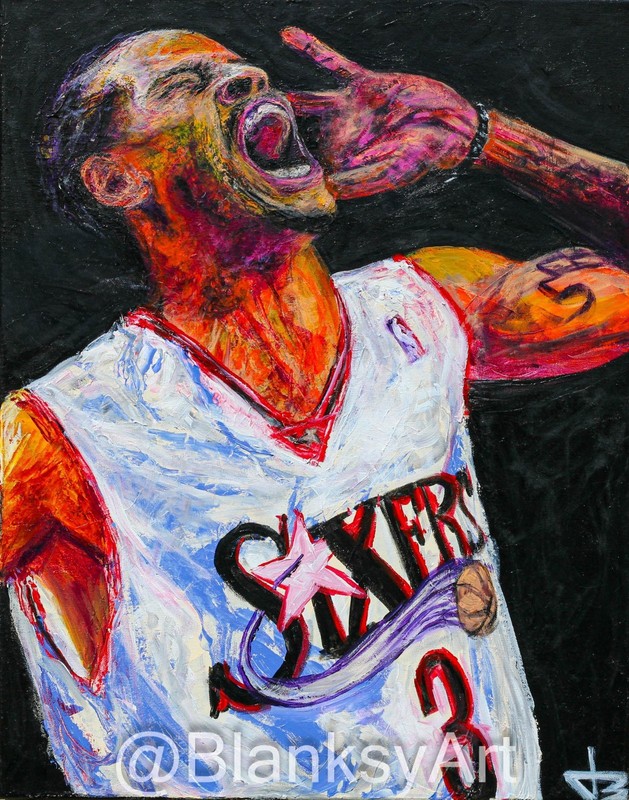 Allen Iverson Philadelphia 76ers Sixers 8.5×11 Art Print Poster Topps by BLANKSY