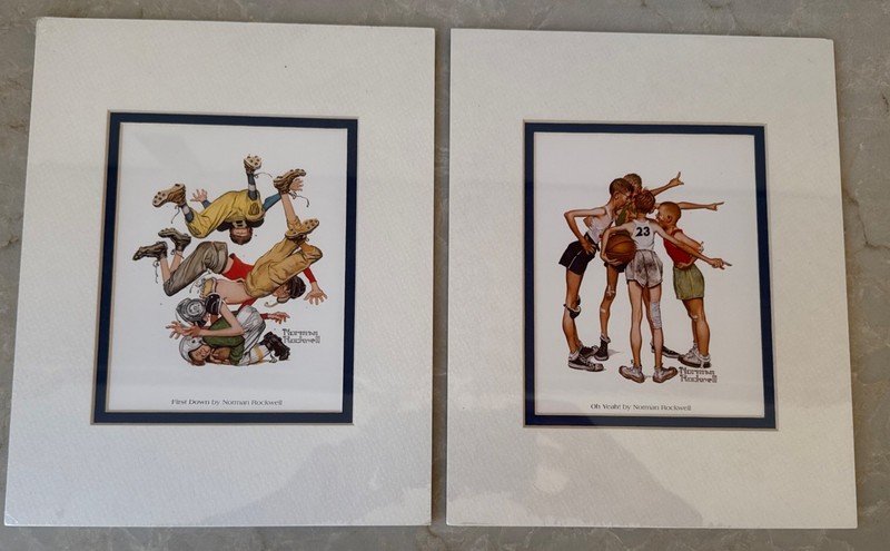 NEW SEALED VTG Norman Rockwell Sporting Boys Prints FIRST DOWN & OH YEAH 8×10
