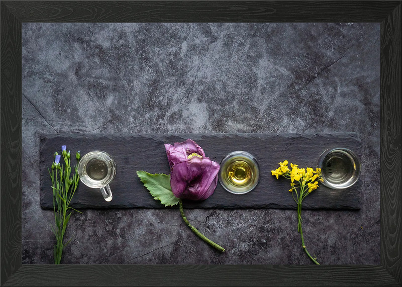 Linen poppies and rapeseed Framed Wall Art Poster Canvas Print Picture