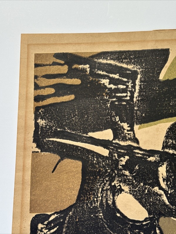 Hiroshi Ohmae Woodblock Print Japanese Modernist Signed Limited Abstract 1950's gallery