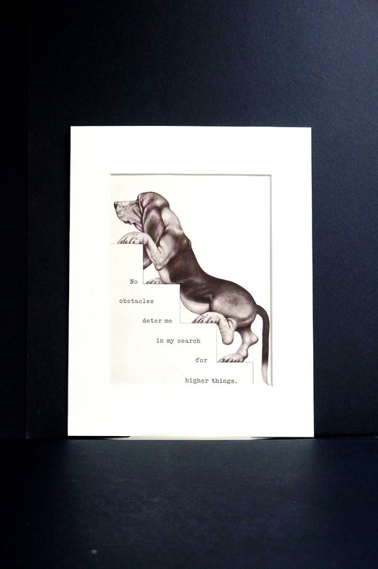 Boswell BASSET HOUND SEARCHING FOR HIGHER THINGS 1958 Vintage Dog Print Matted gallery