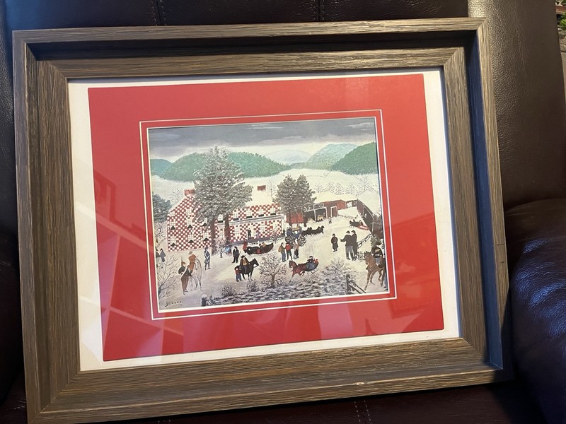 Grandma Moses Art Print The Checkered House 🏠In Solid Frame With Glass 19 X 15 gallery