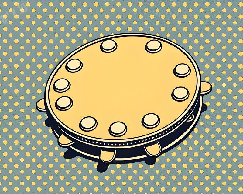 Tambourine With Dots Pattern Pop Art 8X10 Print