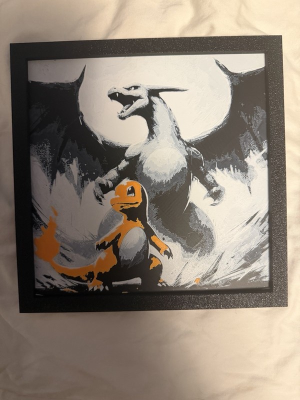Framed Pokémon Print Decor - Charmander Charizard, 3d printed gallery