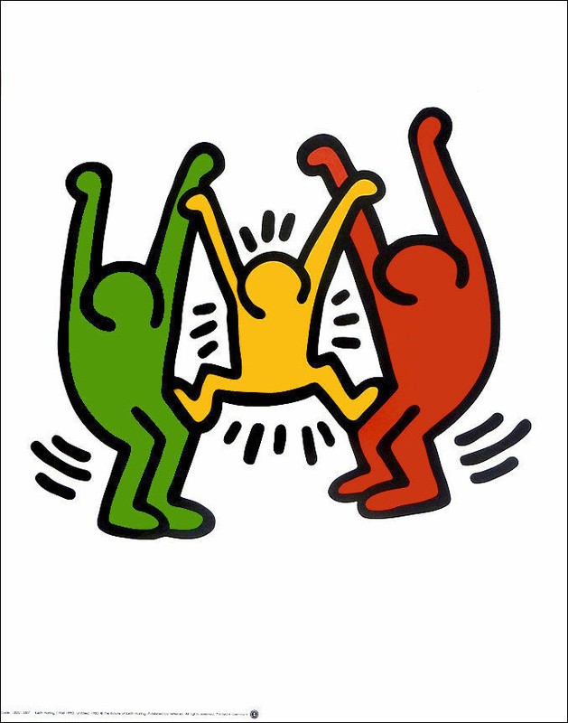 Keith Haring Three Dancing Figures 1985 Offset Print 19-3/4 x 15-3/4