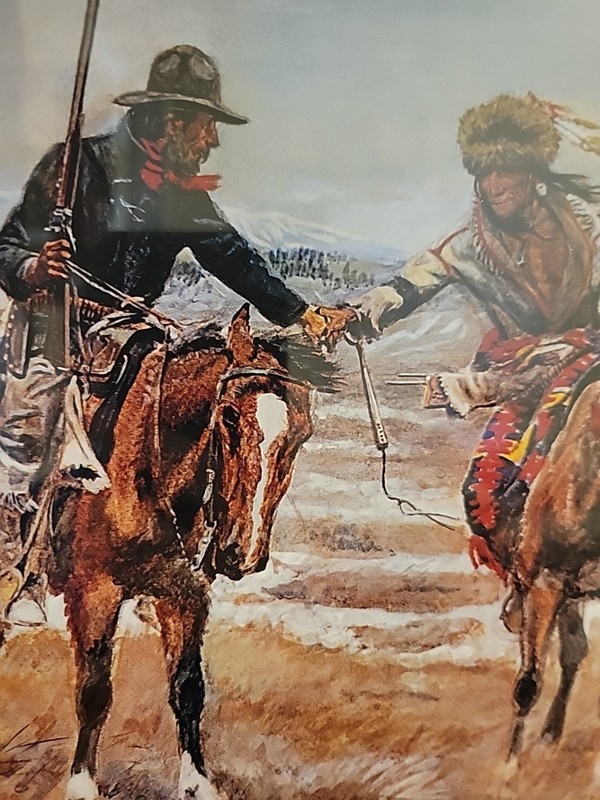 Doubtful Handshake by Charles Marion Russell Print Cowboy and Indian Horseback gallery
