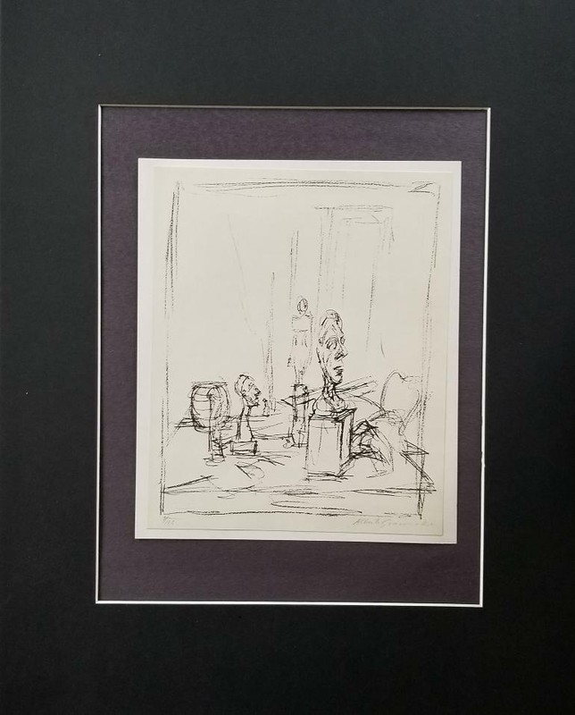 Alberto Giacometti "The Studio" Mounted b/w Lithograph 8"x9.5 1973 PlateSigned gallery