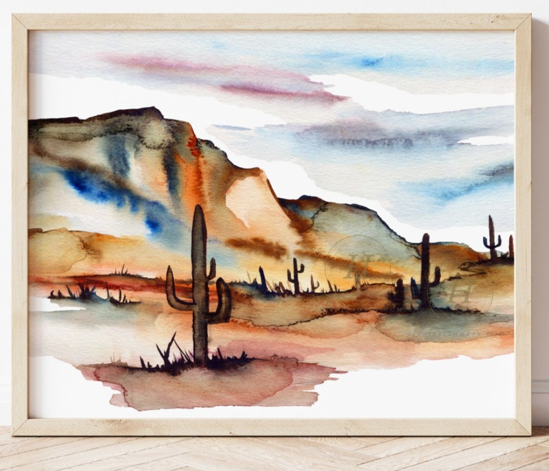 Southwest Desert Landscape Watercolor Print
