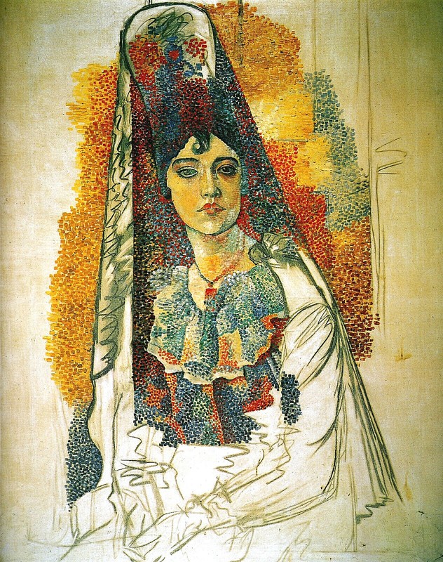 Woman with Mantilla (1917) by Pablo Picasso – 17″ x 22″ Fine Art Print – 00765