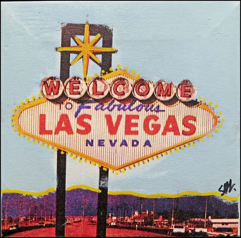 Steve Kaufman Las Vegas serigraph canvas Hand Signed Make an Offer FREE SHIPPIN