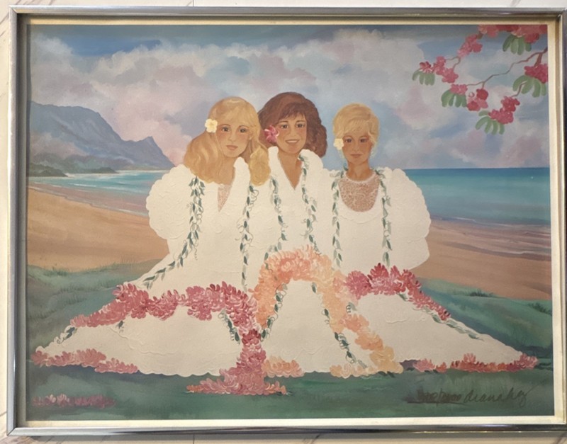 Diana Hansen Young Signed Ltd Ed Print Lokelani Hawaiian Girls Framed 1990s