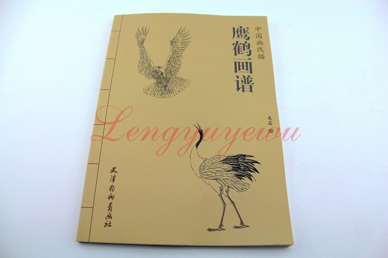 Chinese Ink Painting Hawk Eagle Red-Crowned Cran Outline Sketch Tattoo Book