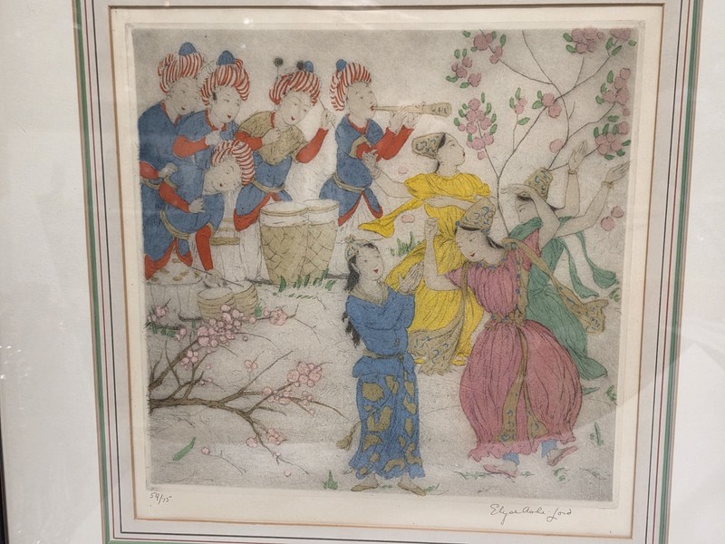 Elyse Ashe Lord Signed Hand Tinted Print DANCING FIGURES W/INSTRUMENTS 59/75 gallery