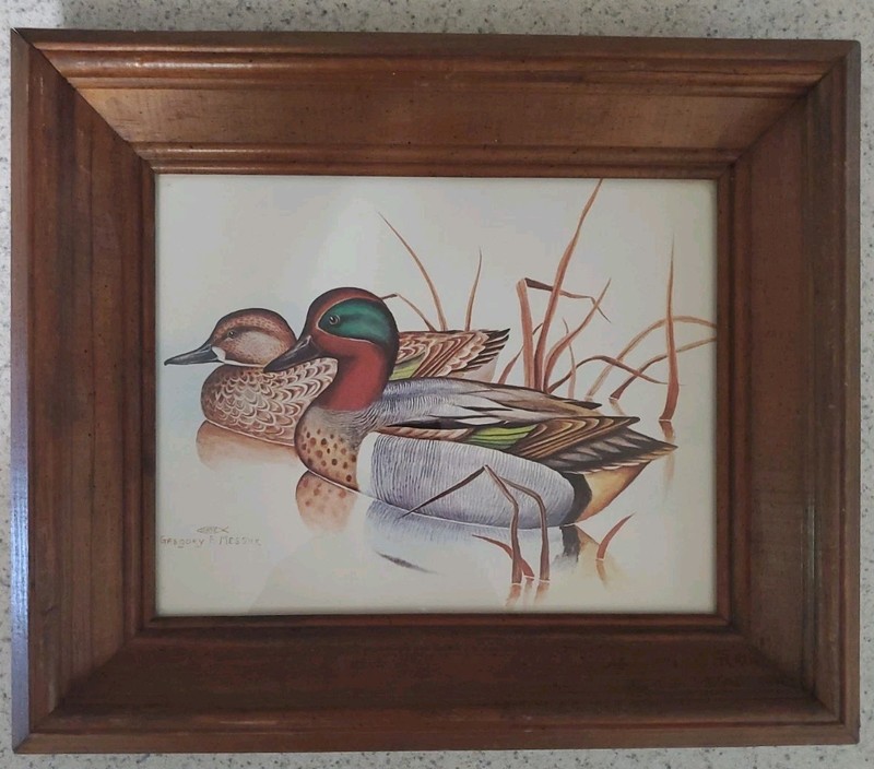 Vintage Mallard Ducks By Gregory F. Messier Print - Wood Frame Cabin Wall Art