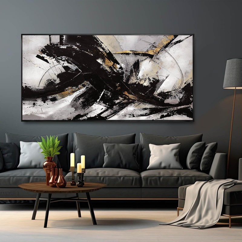 Black Wall Art Abstract Wall Decor for Living Room Framed Wall Art Canvas Art...